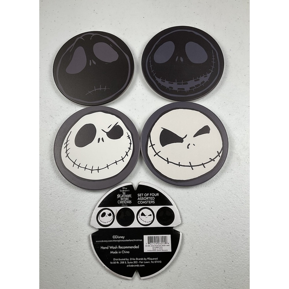 Disney Nightmare Before Christmas Jack Skellington Coaster Set of 4 Zrike Brands